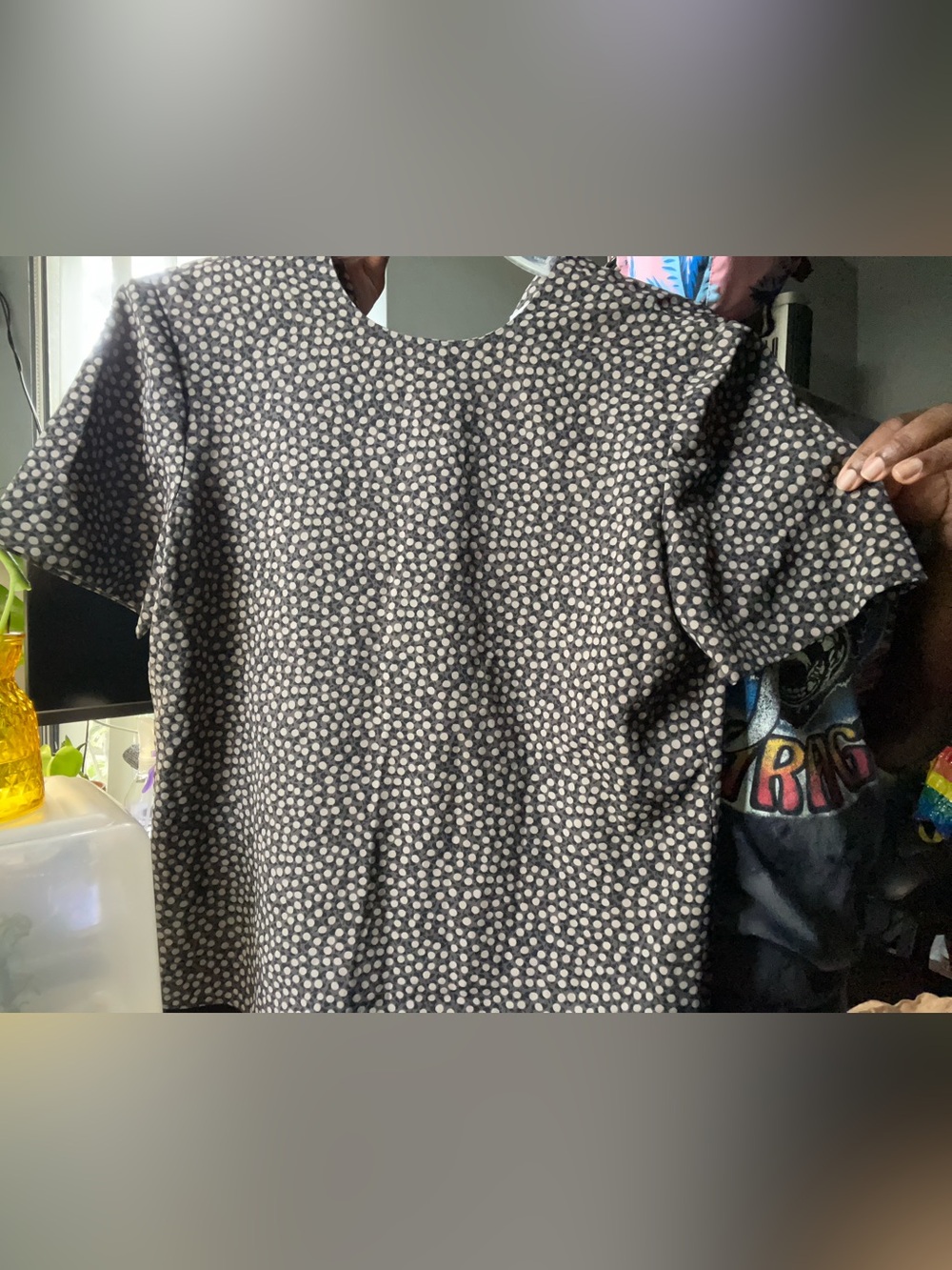 Black and White Polka Dot Short Sleeve Top